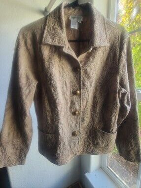 Coldwater Creek Taupe Textured Button-Front Jacket
